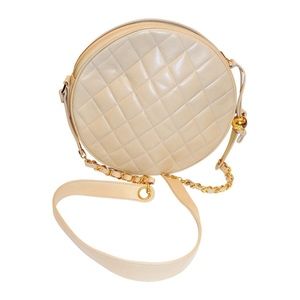 NWT Chanel Round quilted Lambskin tan bag-- rare!